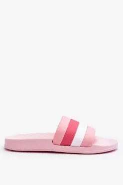 Damskie Klapki W Paski Różowe Vision