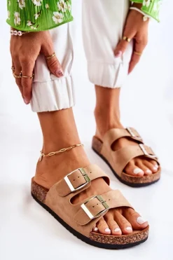 Damskie Klapki Wsuwane Beżowe Misandei