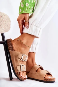 Damskie Klapki Wsuwane Beżowe Misandei