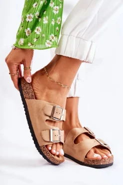 Damskie Klapki Wsuwane Beżowe Misandei