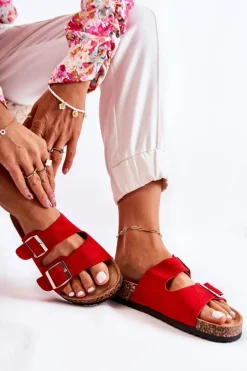 Damskie Klapki Wsuwane Czerwone Misandei