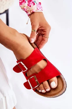 Damskie Klapki Wsuwane Czerwone Misandei