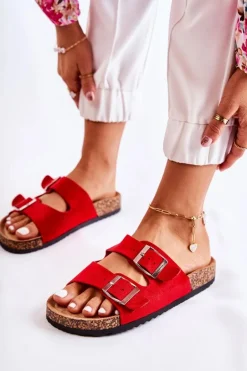 Damskie Klapki Wsuwane Czerwone Misandei