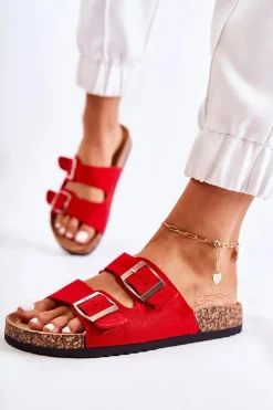 Damskie Klapki Wsuwane Czerwone Misandei