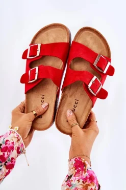 Damskie Klapki Wsuwane Czerwone Misandei