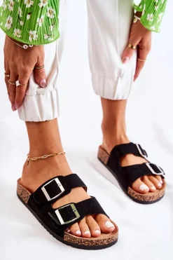 Damskie Klapki Wsuwane Czarne Misandei