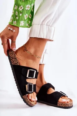 Damskie Klapki Wsuwane Czarne Misandei