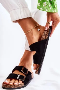 Damskie Klapki Wsuwane Czarne Misandei