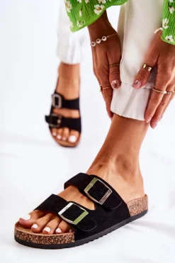 Damskie Klapki Wsuwane Czarne Misandei