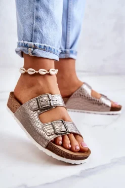 Damskie Klapki Wsuwane Inblu NM000027 Srebrne