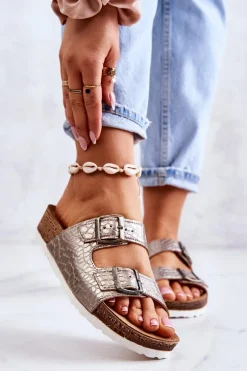 Damskie Klapki Wsuwane Inblu NM000027 Srebrne