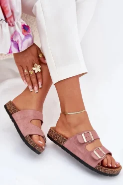 Damskie Klapki Wsuwane Na Korkowej Podeszwie Jasnoróżowe Cortina