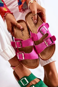 Damskie Klapki Wsuwane Różowe Misandei