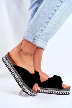 Damskie Klapki Wysokie Czarne Mortigo