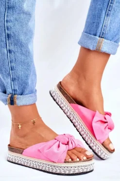 Damskie Klapki Wysokie Fuksja Mortigo