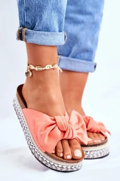 Damskie Klapki Wysokie Koralowe Mortigo