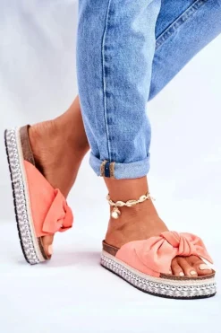 Damskie Klapki Wysokie Koralowe Mortigo