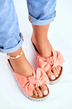 Damskie Klapki Wysokie Koralowe Mortigo