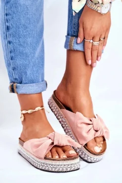 Damskie Klapki Wysokie Różowe Mortigo