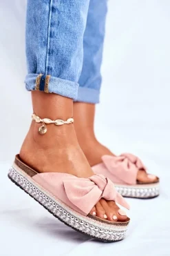 Damskie Klapki Wysokie Różowe Mortigo