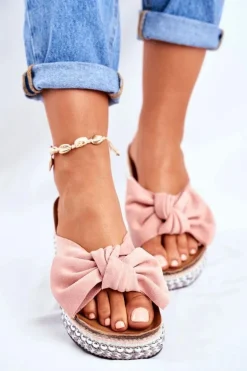 Damskie Klapki Wysokie Różowe Mortigo