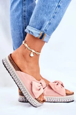 Damskie Klapki Wysokie Różowe Mortigo