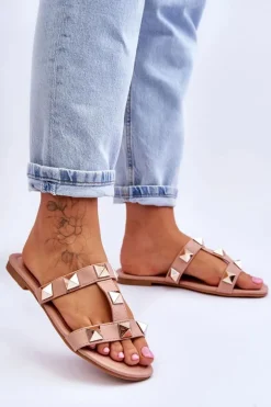 Damskie Klapki Z Dużymi Ćwiekami Nude Mercure