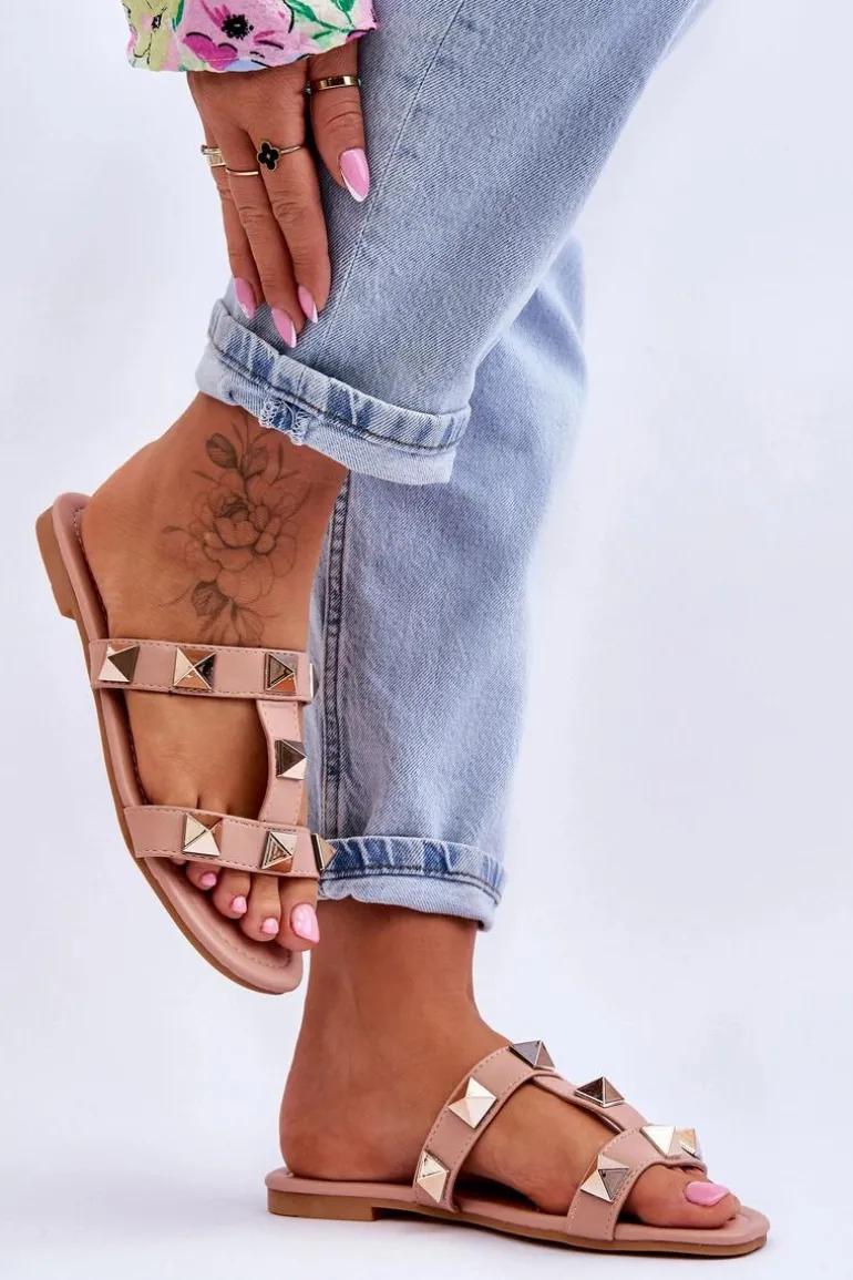 Damskie Klapki Z Dużymi Ćwiekami Nude Mercure