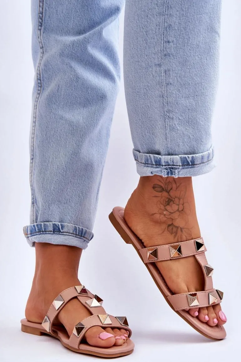 Damskie Klapki Z Dużymi Ćwiekami Nude Mercure