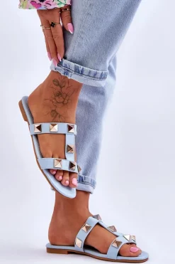 Damskie Klapki Z Dużymi Ćwiekami Niebieskie Mercure