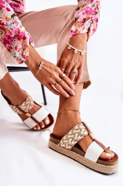 Damskie Klapki Z Eko Skóry Białe Simona