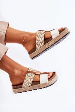 Damskie Klapki Z Eko Skóry Białe Simona