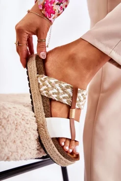 Damskie Klapki Z Eko Skóry Białe Simona