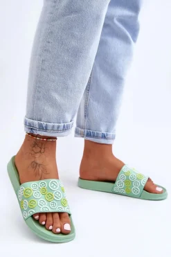 Damskie Klapki Z Emotikonami Zielone Cosette