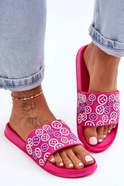 Damskie Klapki Z Emotikonami Fuksja Cosette