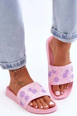 Damskie Klapki Z Emotikonami Różowe Cosette