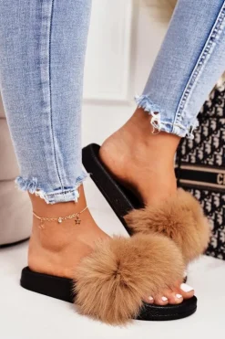 Damskie Klapki z Futerkiem Camel Belmondo