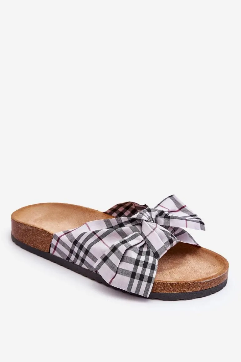 Damskie Klapki Z Kokardą Na Platformie Szare Vero