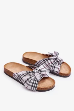 Damskie Klapki Z Kokardą Na Platformie Szare Vero