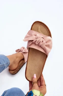 Damskie Klapki Z Kokarda Różowe Ezephira