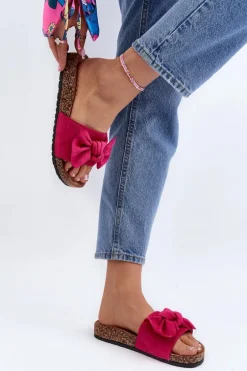 Damskie Klapki Z Kokarda Fuksja Ezephira