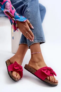 Damskie Klapki Z Kokarda Fuksja Ezephira