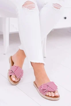 Damskie Klapki Z Kokardkami Pin-up Girl Czerwone