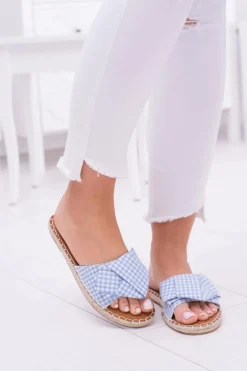 Damskie Klapki Z Kokardkami Pin-up Girl Błękitne