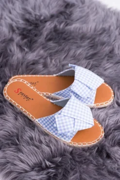 Damskie Klapki Z Kokardkami Pin-up Girl Błękitne