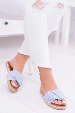 Damskie Klapki Z Kokardkami Pin-up Girl Błękitne