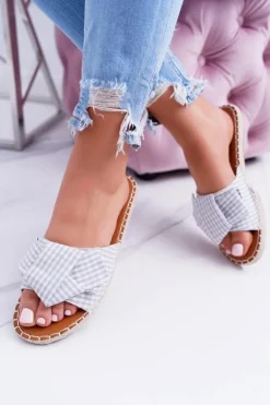 Damskie Klapki Z Kokardkami Pin-up Girl Szare