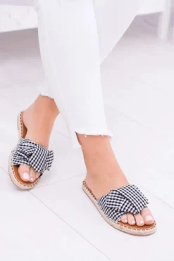 Damskie Klapki Z Kokardkami Pin-up Girl Czarne