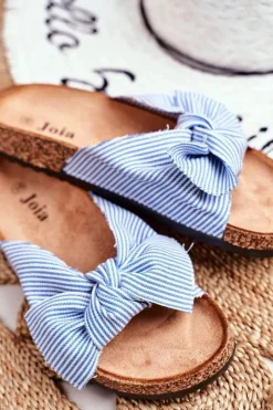 Damskie Klapki Z Kokardkami Pin-up Niebieskie Magnolia