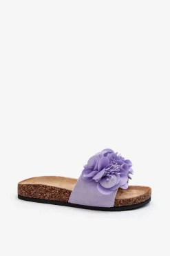 Damskie Klapki Z Kwiatami Fioletowe Lulania